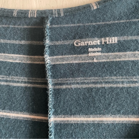 Garnet Hill seamed knit trapeze dress green Stripes Tencel Blend Size Large - Picture 5 of 5